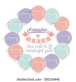 calendar year 2016 design, vector illustration eps10 graphic 