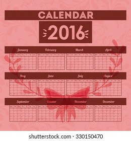 calendar year 2016 design, vector illustration eps10 graphic 