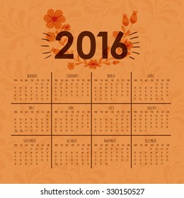 calendar year 2016 design, vector illustration eps10 graphic 
