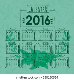 calendar year 2016 design, vector illustration eps10 graphic 