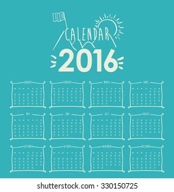 calendar year 2016 design, vector illustration eps10 graphic 