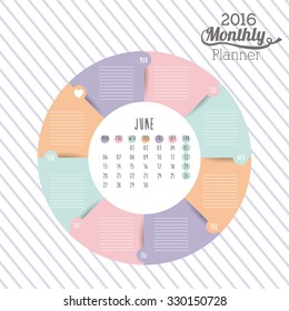 calendar year 2016 design, vector illustration eps10 graphic 