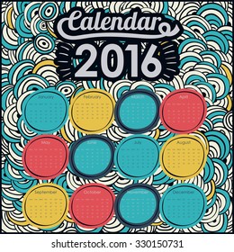 calendar year 2016 design, vector illustration eps10 graphic 