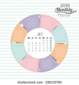 calendar year 2016 design, vector illustration eps10 graphic 