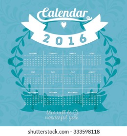 calendar year 2016 design, vector illustration eps10 graphic 
