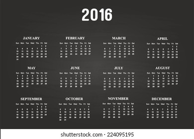 Calendar Of Year 2016 On Blackboard