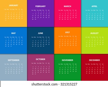 Calendar for the year 2016. Vector illustration.