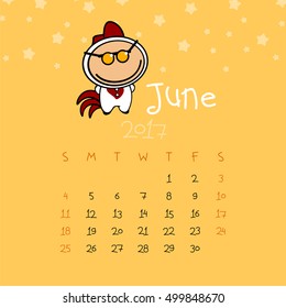 Calendar for the year 2017 - June