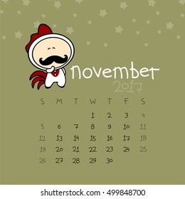 Calendar for the year 2017 - November