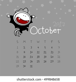 Calendar for the year 2017 - October