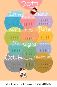 Calendar for the year 2017 - year of the Rooster