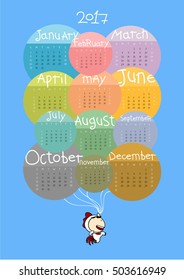 Calendar for the year 2017 with Rooster