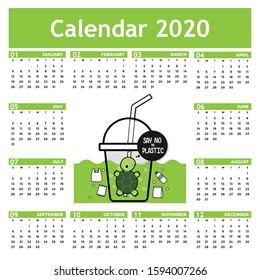 Calendar for the year 2020. Vector illustration.