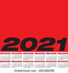 Calendario para el año 2021, en formato vectorial. 