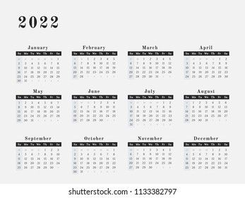 Calendar for year 2022 vector illustration magazine design