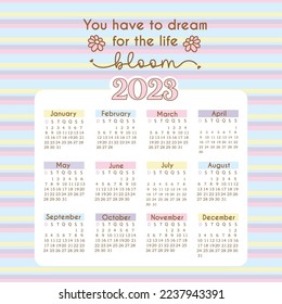 calendar year 2023, candy color, candy blue background