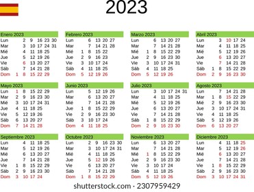 calendar of year 2023 in Spanish language with Spain public holidays