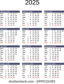 calendar of year 2025 in English language with United Kingdom public holidays