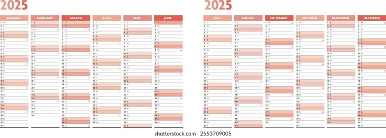 Calendar year 2025 Month Planification