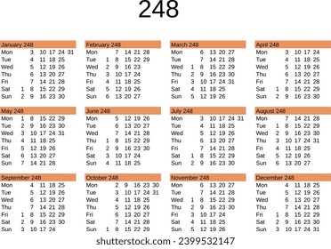 calendar of year 248 in English language