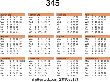 calendar of year 345 in English language