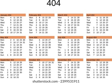 calendar of year 404 in English language