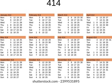 calendar of year 414 in English language