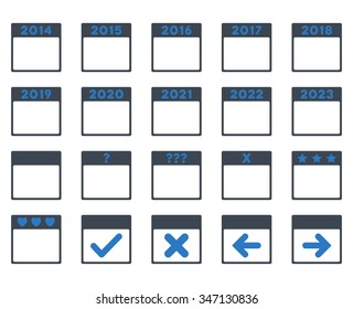Calendar Years vector icon. Style is bicolor flat symbols, smooth blue colors, rounded angles, white background.