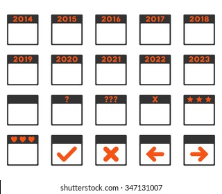 Calendar Years vector icon. Style is bicolor flat symbols, orange and gray colors, rounded angles, white background.