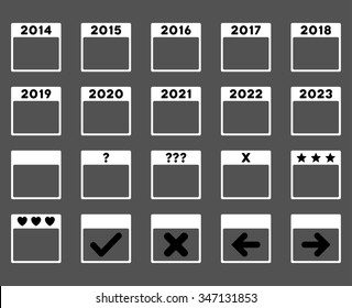 Calendar Years vector icon. Style is bicolor flat symbols, black and white colors, rounded angles, gray background.