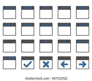 Calendar Years vector icon. Style is bicolor flat symbols, cobalt and gray colors, rounded angles, white background.
