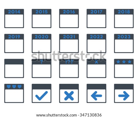 Calendar Years vector icon. Style is bicolor flat symbols, smooth blue colors, rounded angles, white background.