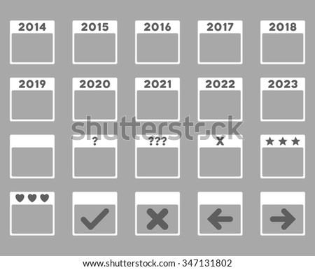 Calendar Years vector icon. Style is bicolor flat symbols, dark gray and white colors, rounded angles, silver background.