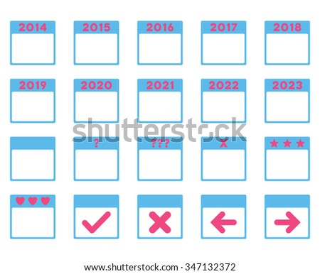 Calendar Years vector icon. Style is bicolor flat symbols, pink and blue colors, rounded angles, white background.