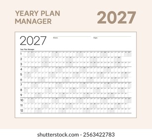 Calendar Yeary Plan Manager Diary