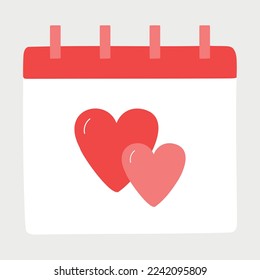 Calendar,14 february with hearts for greeting cards, posters, stickers and seasonal design.