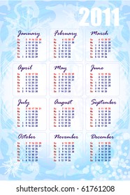 Calendar-2011 on the nice winter background