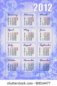 Calendar-2012 on the nice winter background