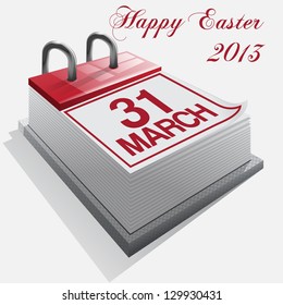 calendar.31 March. Happy Easter.Vector