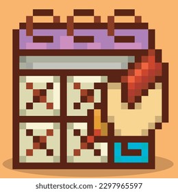 Kalender, wichtiger Tag, Erinnerung, Pixelkunst, bearbeitbare Vektorgrafik, Pixelkunst-Vektorgrafik.