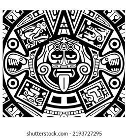 calendario azteca sol piramide greca simbolos mexico tshirt vector