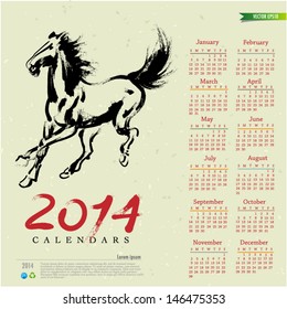 Calendars 2014 on horse brush against recycle paper, Vector eps10