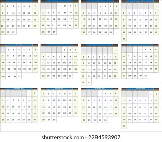 calendars for 2023 isolated on a white background.