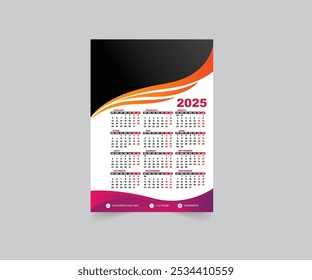 Calendars 2024 2025 - Symple Layout Illustration. Week starts on Monday. Calendar Set for 2024 2025 year