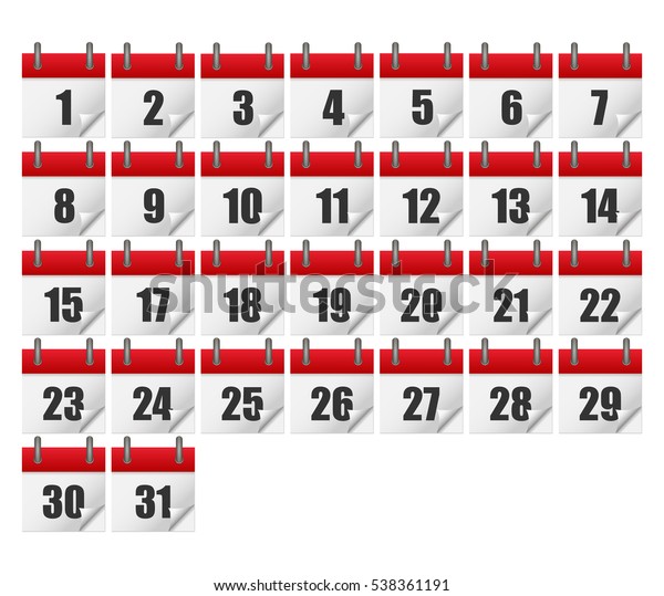 Calendars All 31 Days Month Calendar Stock Vector (Royalty Free) 538361191