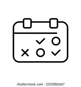 Calendars with checkmark line icon. Planning, 12 months, twelve, schedule, business plan, work. Time management concept. Vector line icon on white background