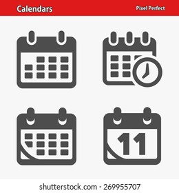 Calendars Icons. Professional, pixel perfect icons optimized for both large and small resolutions. EPS 8 format.