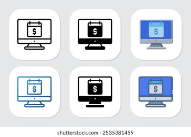 calendars icons with various design styles