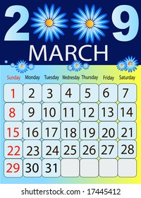 Calendars, New Year 2009, March, Flowers