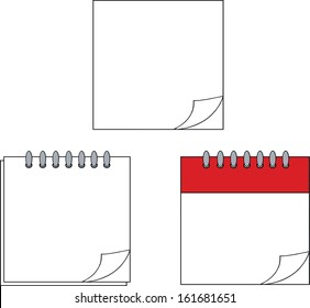Calendars With Paper Corner. Set Vector Collection